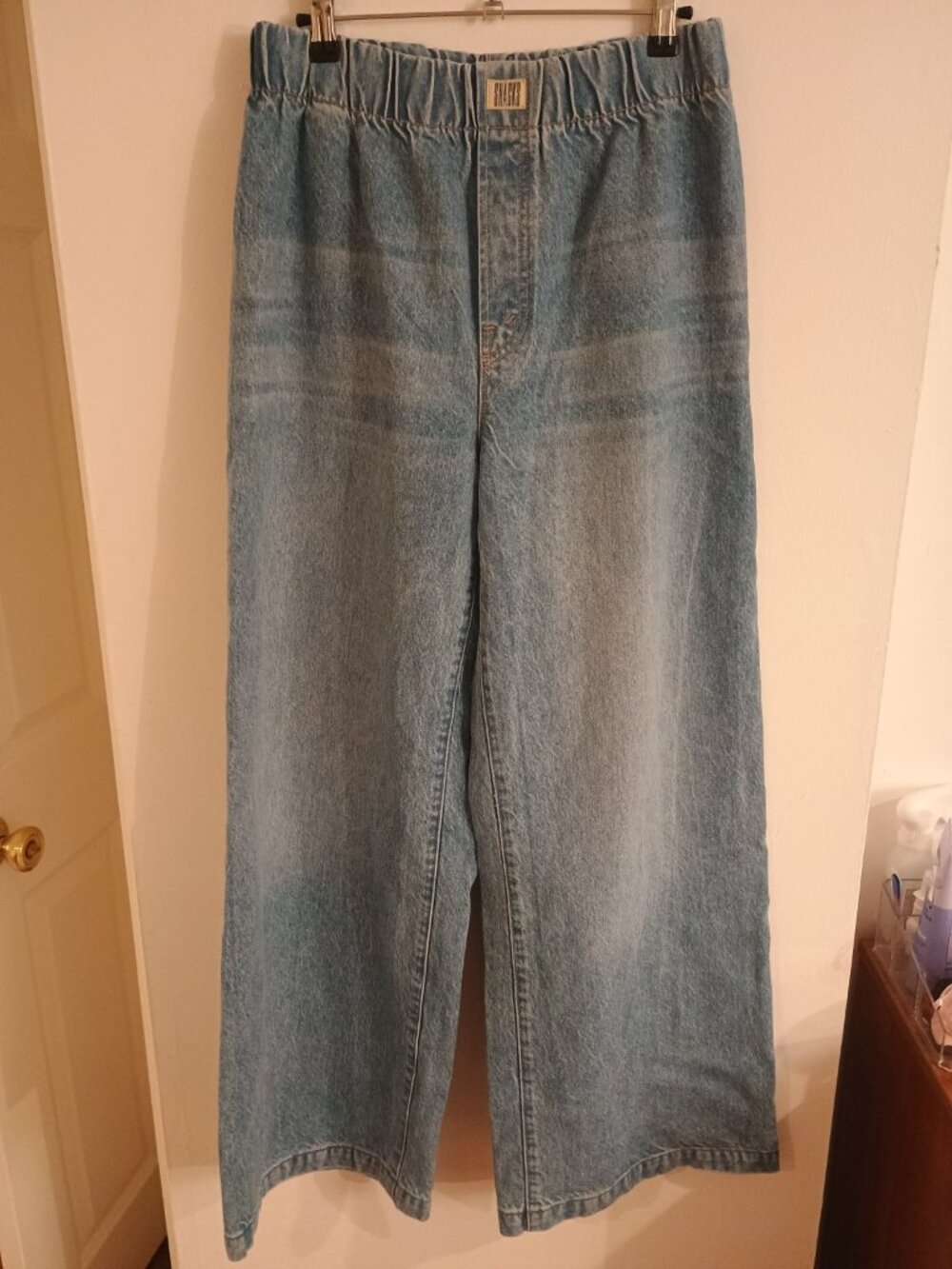 MOTHER Snacks! The Kitchen Drawer Skimp Pull-On High-Rise Wide-Leg Jeans Medium